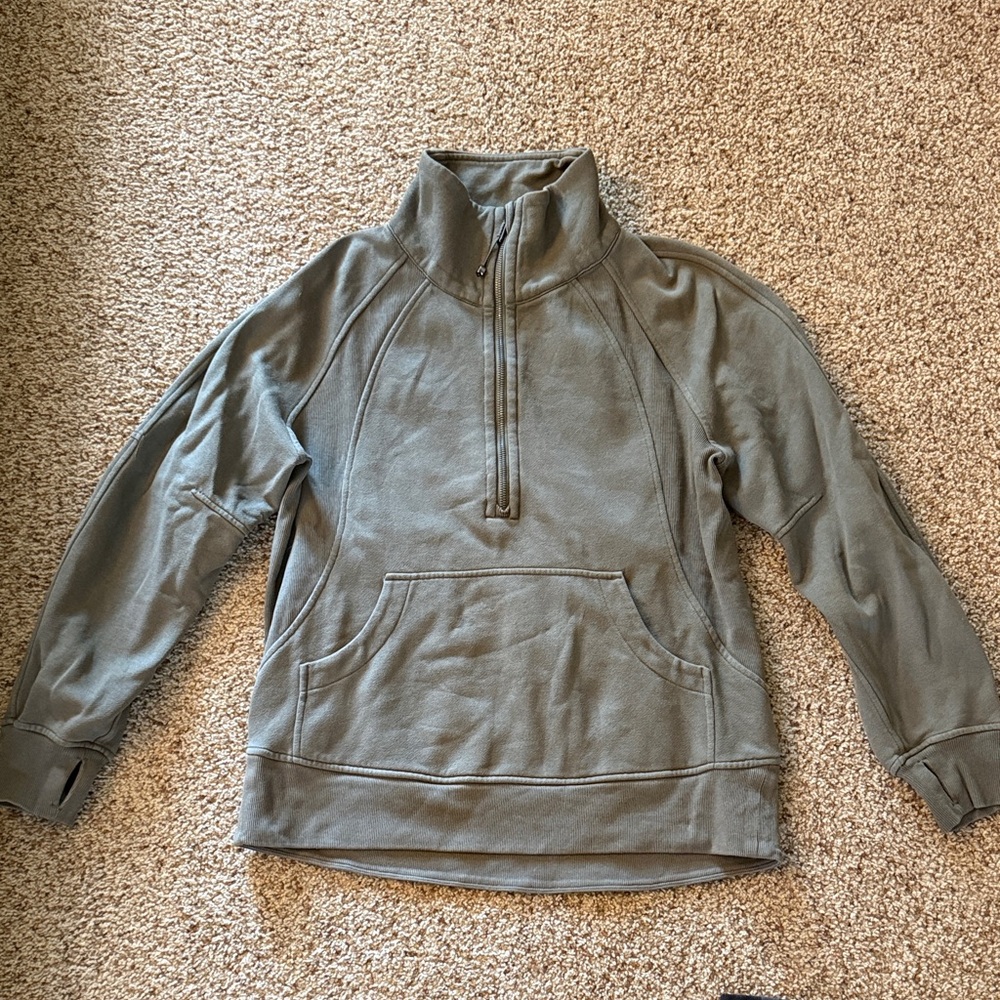 Lululemon Quarter-Zip Pullover Sweatshirt — Olive Green
